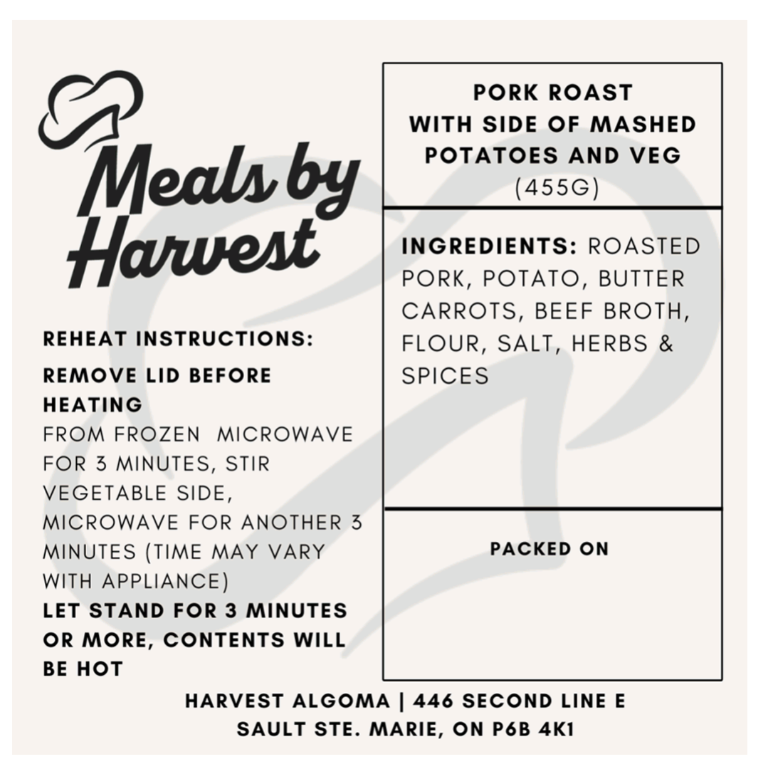 Roast Pork Dinner with Mashed Potatoes & Seasonal Vegetables