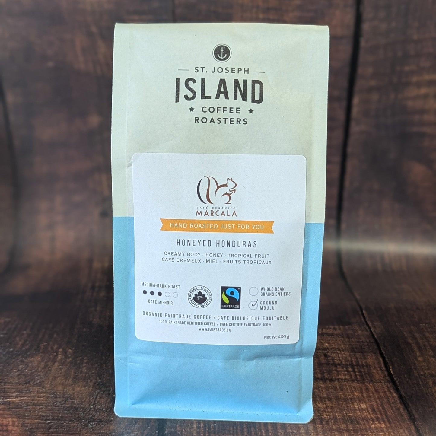 Honeyed Honduras organic ground coffee (medium-dark roast)