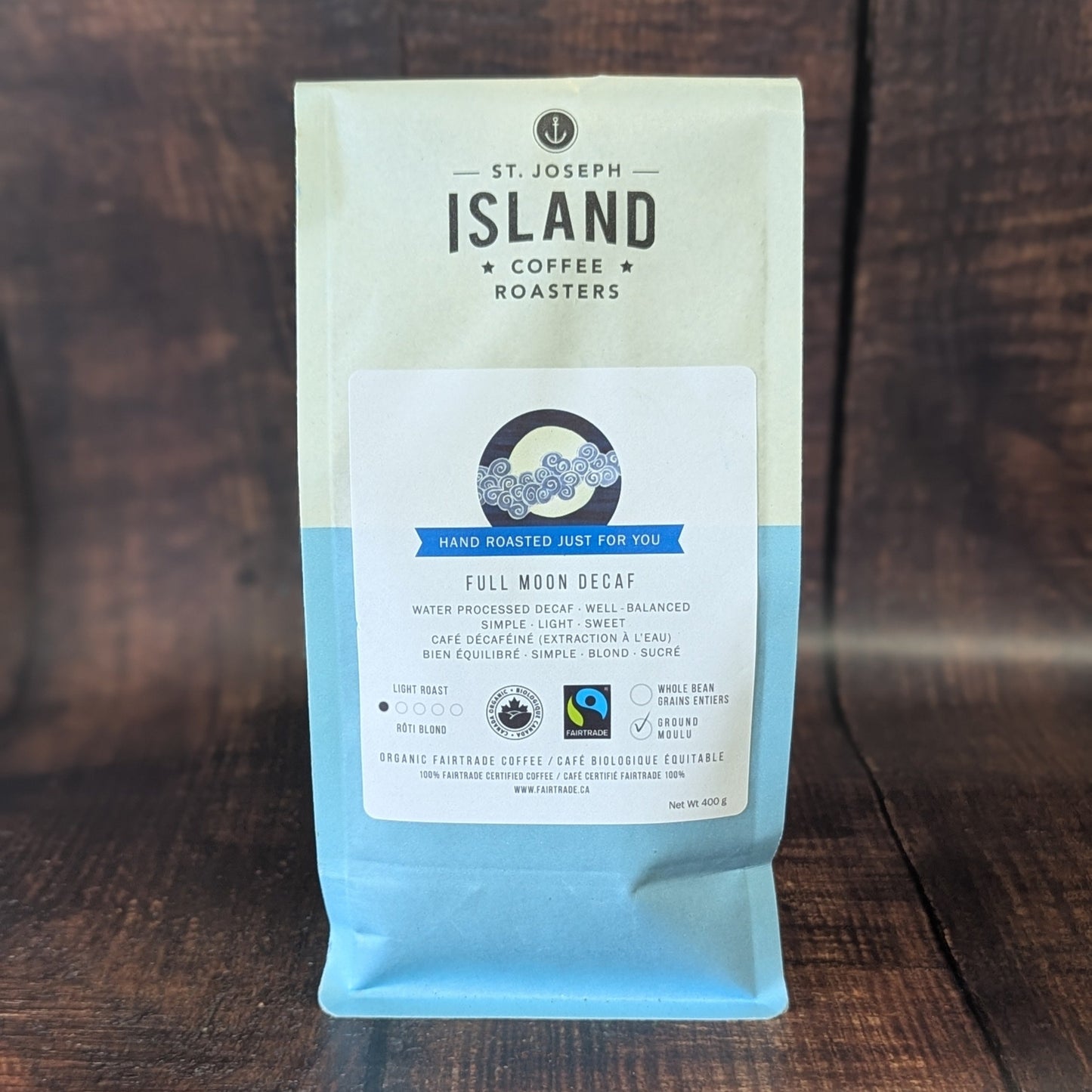Full moon decaf organic ground coffee (light roast)