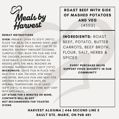 Roast Beef with Creamy Mashed Potatoes & Seasonal Veggies